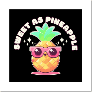 Sweet as Pineapple" T-Shirt - Cute Kawaii Pineapple Design Posters and Art